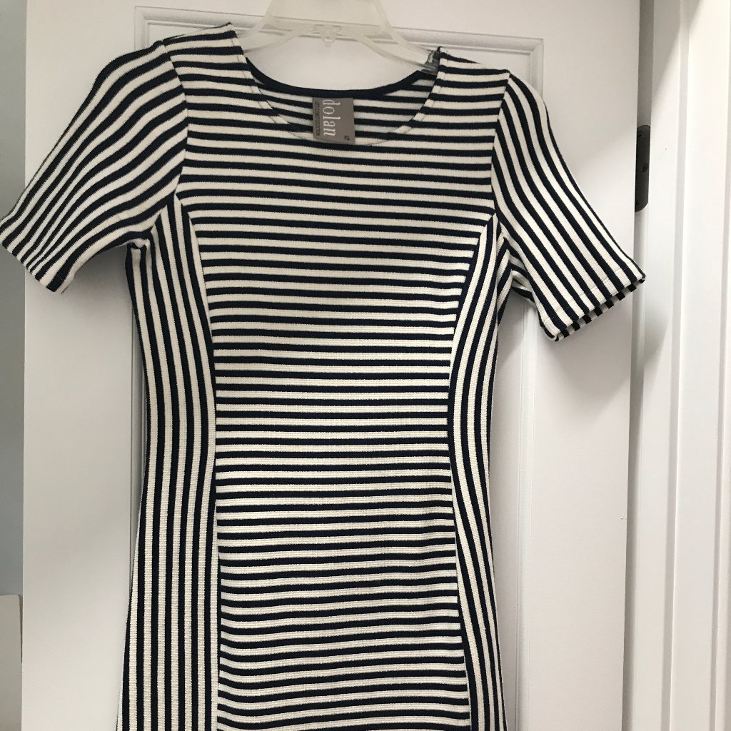 Anthropologie White And Blue Striped Dress